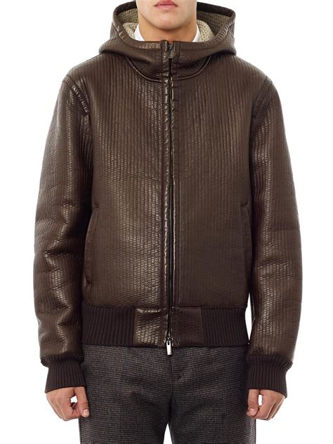 fendi mens leather jacket|fendi leather hooded jacket.